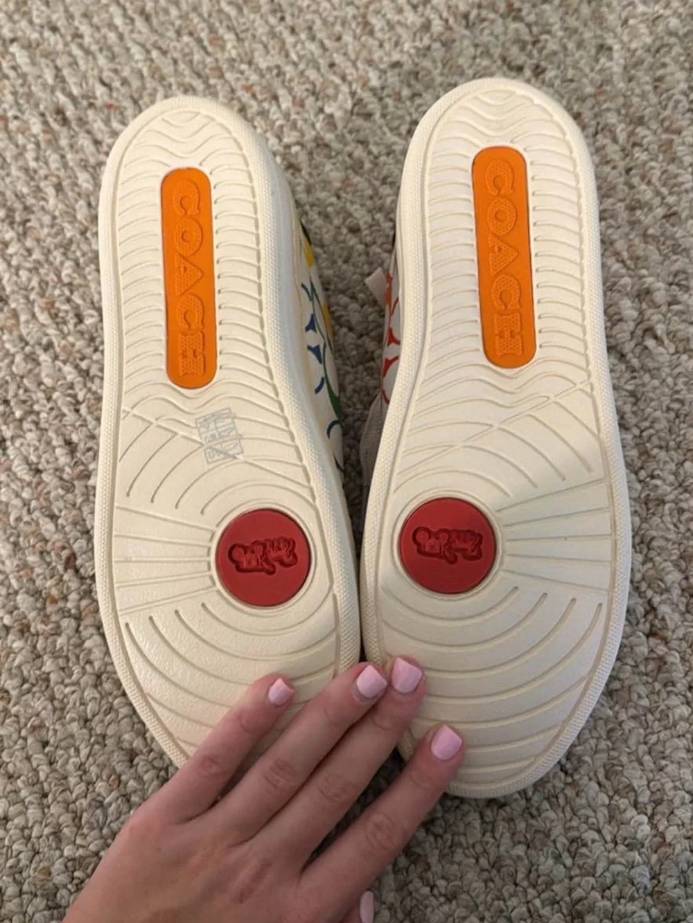 Coach White Low-Top Sneakers with Rainbow Signature C Print